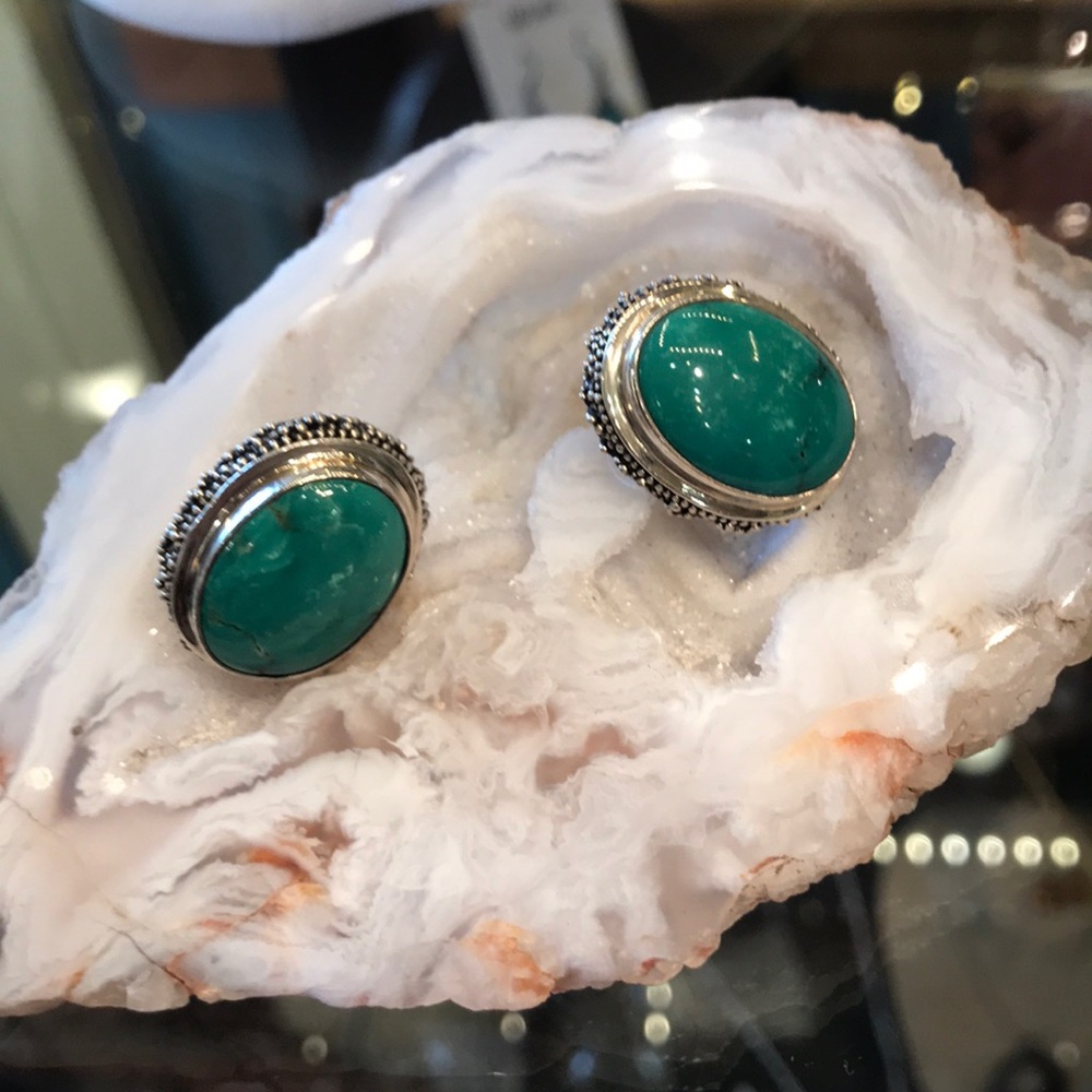 Turquoise and Sterling Silver Stud Earrings